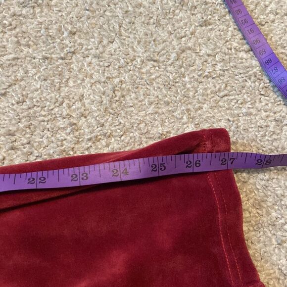 PINK Victoria's Secret Velour Track Pants Zippered Ankle Burgundy Joggers - Picture 6 of 6